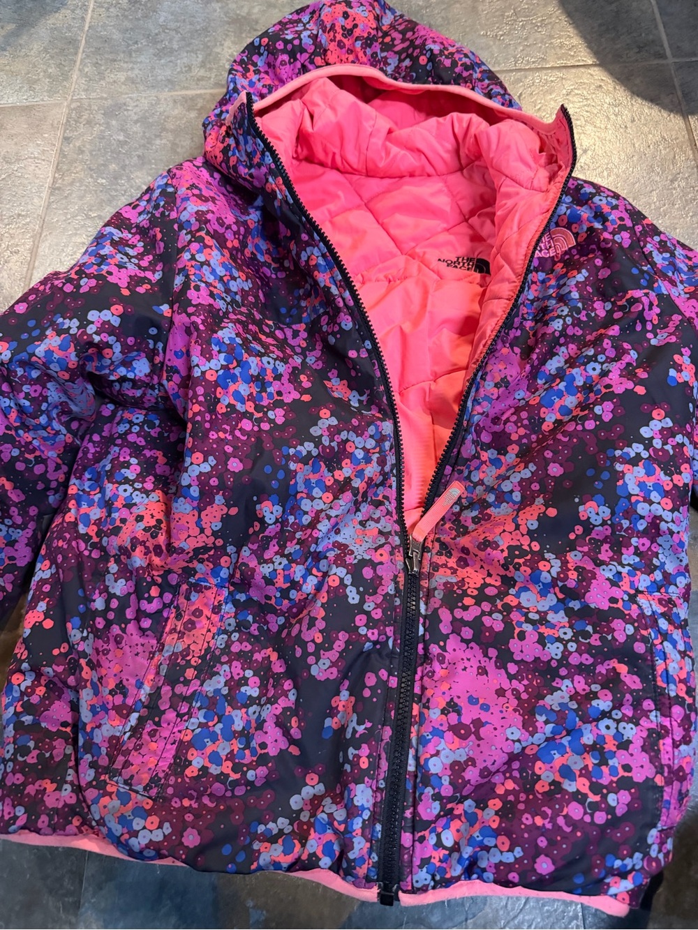 The North Face Kids Pink & Purple Speckled Puffer Jacket